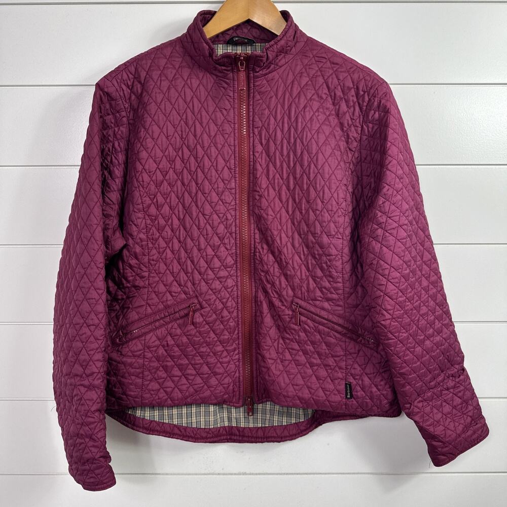 Barbour Quilted Tailored Flyweight Jacket Short Full Zip Berry Pink sz 12